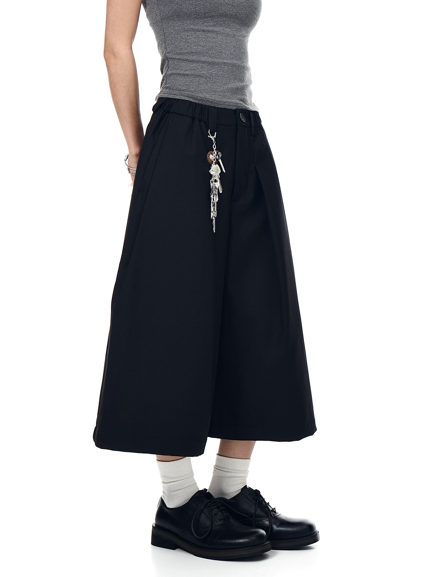 【25s 】Pleated Wide Leg Casual Cropped Trousers