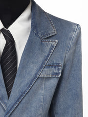 Vintage Washed Denim Blazer