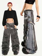 【25s Oct.】Punk Heavy-duty Raw-edge Washed Distressed Jeans