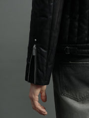 Asymmetric Zip Down Moto Jacket