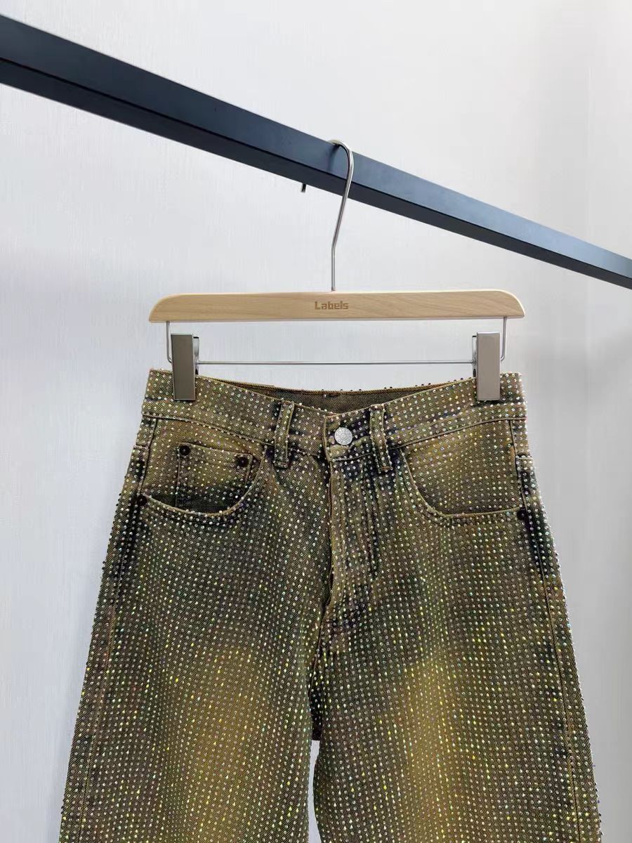 【25s Jul.】Crystal Rhinestone Straight-Leg Jeans