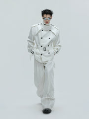 【25s Nov.】Striped Multi-panel Belted Jacket/Trousers