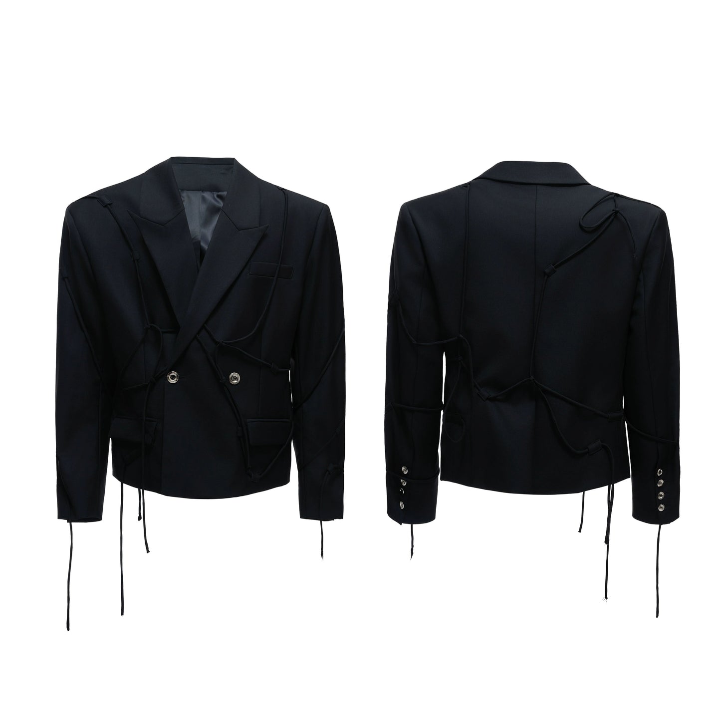 【25s Aug.】Striped Belted Cropped Blazer /Pants Set