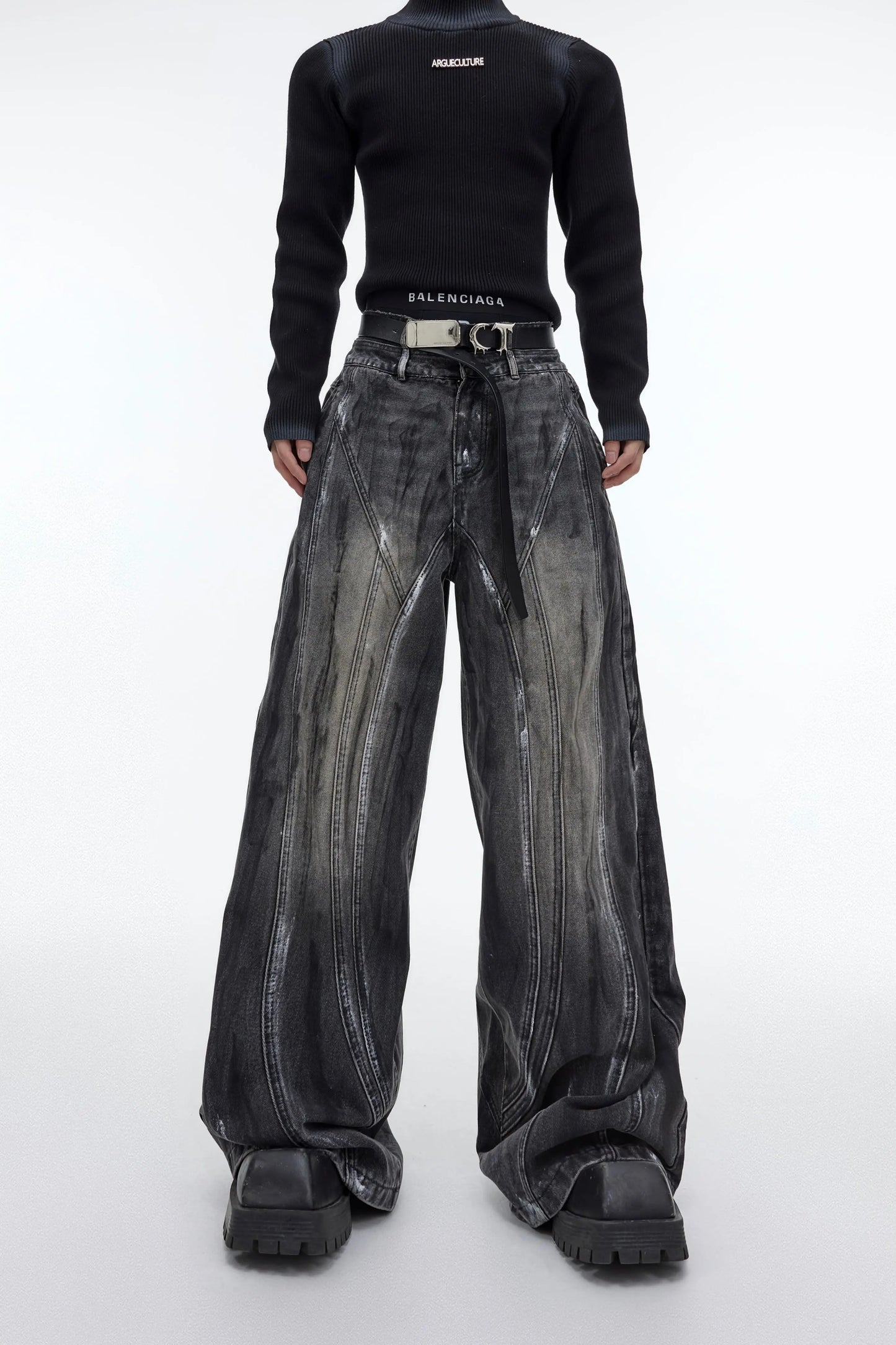 【23s September.】Hand-painted Design Baggy Jeans ArtsKoreanMan