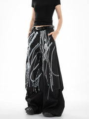 【25s Jul.】Vintage Pearl Printed Craft Pants