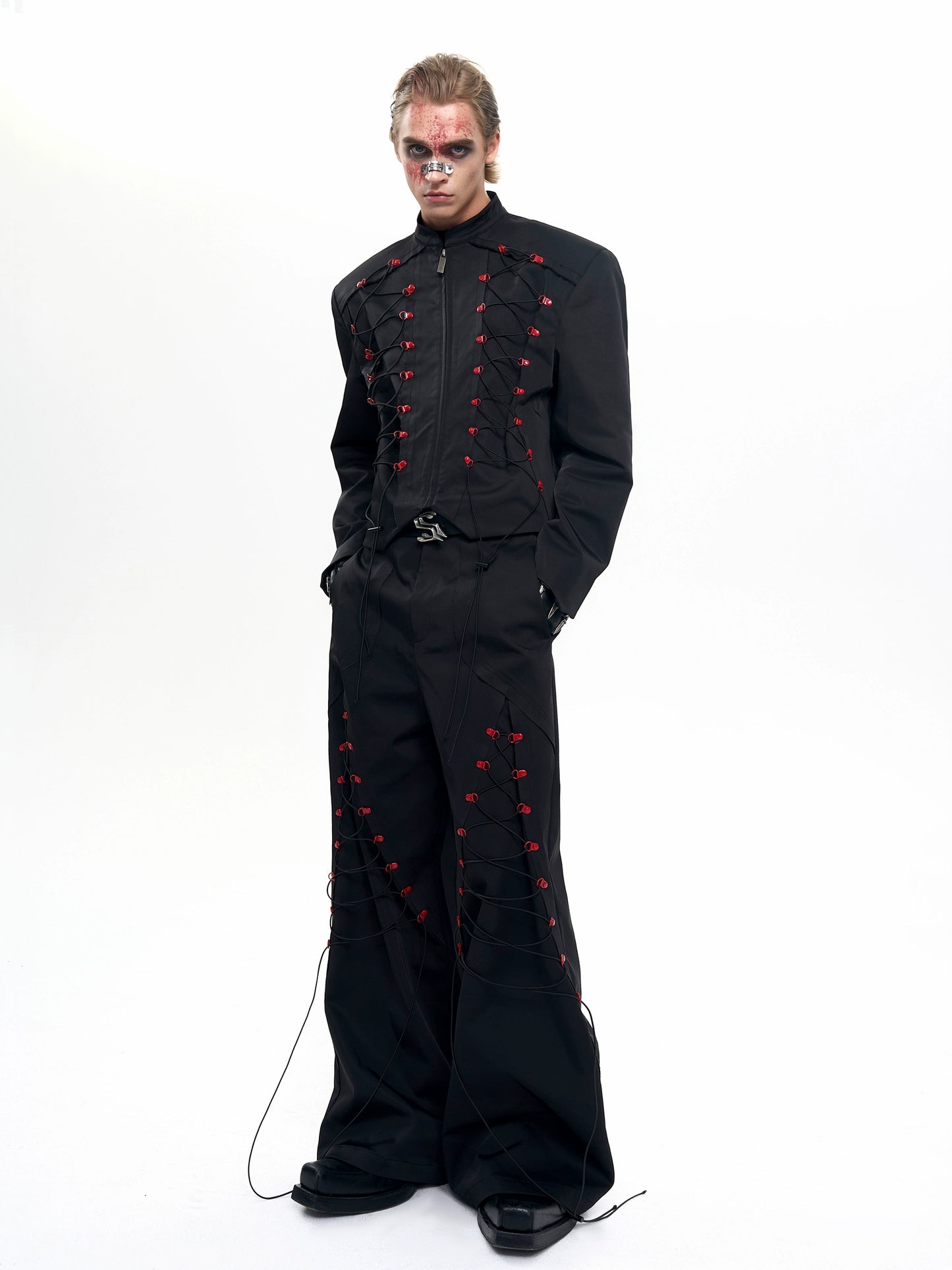 【25s Aug.】Metal Buckle Drawstring Stand Collar Short Jacket