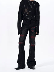 【26s Mar.】Flared Red Striped Jeans