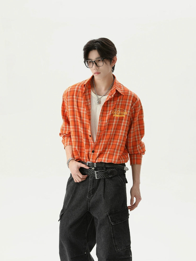 【25s Aug.】American Retro Contrast Plaid Shirt