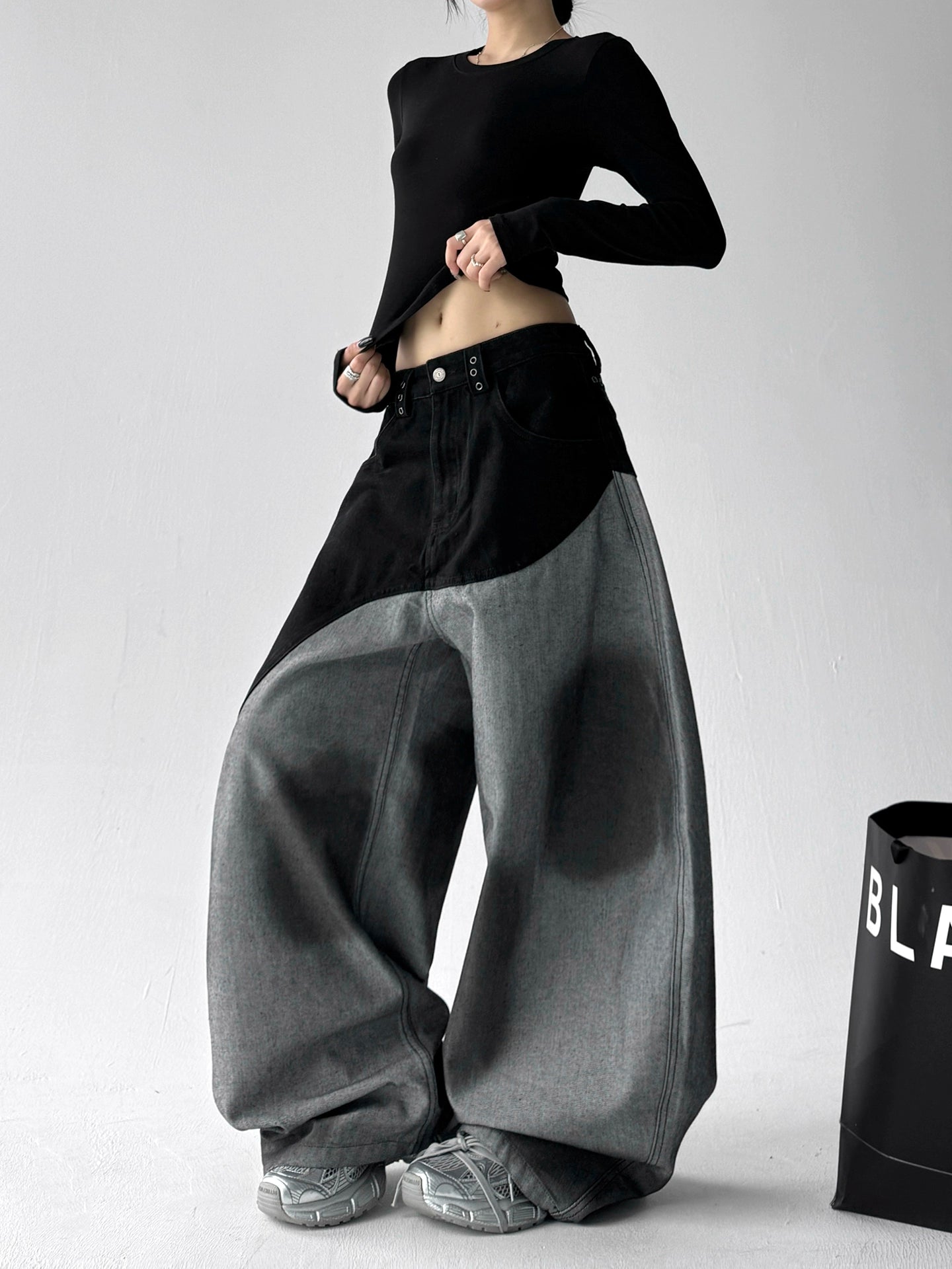 【25s Aug.】Gradient Loose-Fit Flowing Wide-Leg Jeans