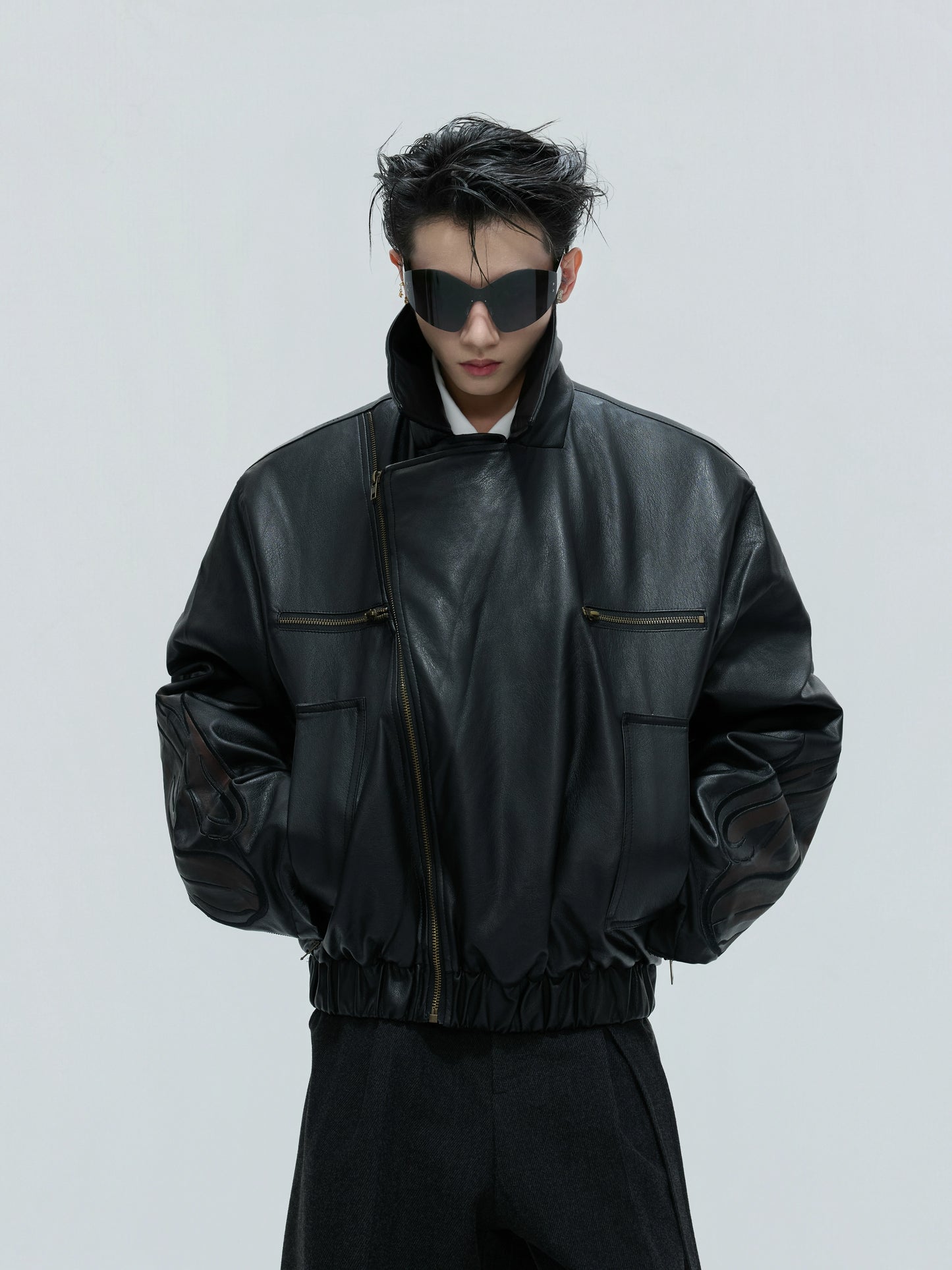 【25s Nov.】Distressed Embossed Detachable Fur Collar Thickened Cotton Coat