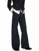 Textured Embroidered Jacquard Visor Flared Dress Pants