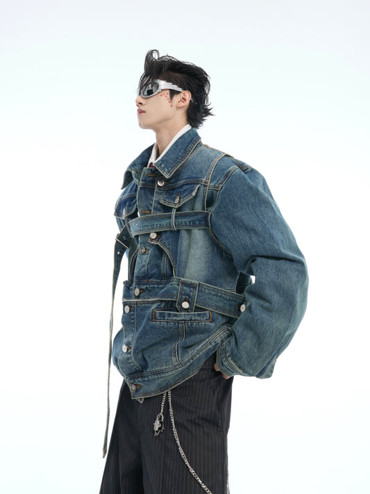 【25s Apr.】Distressed Deconstructed Cropped Denim Jacket