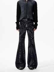 【25s Oct.】Water Ripple Dark Style Distressed Jeans