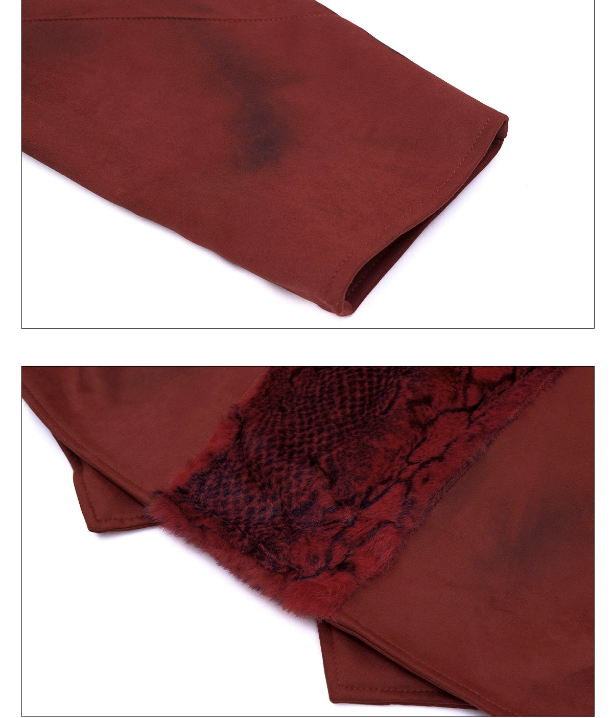 【25s Aug.】Red Snake Print Faux Fur Jacket