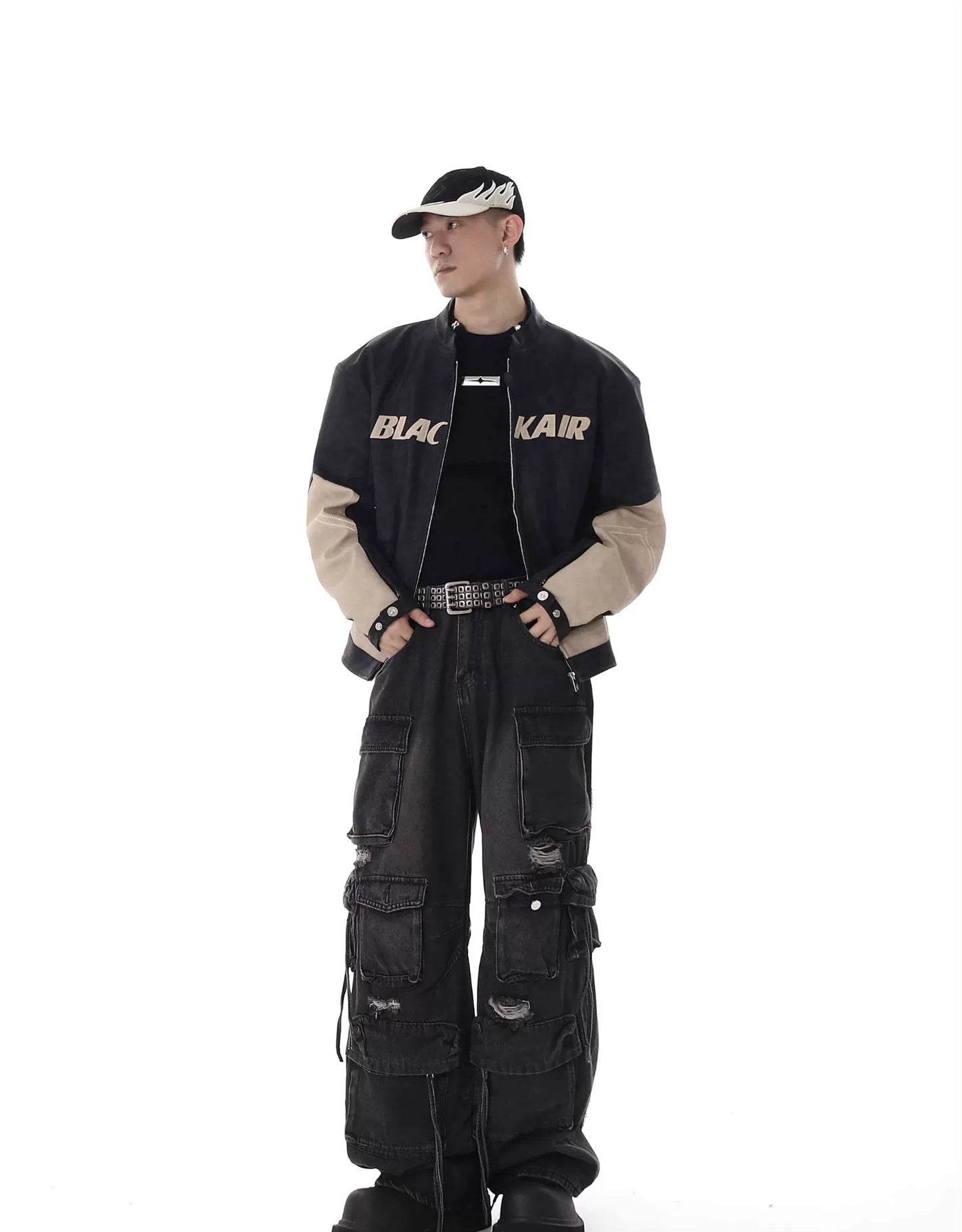 【25s Jul.】Heavy Washed Ripped Multi-pocket Jeans