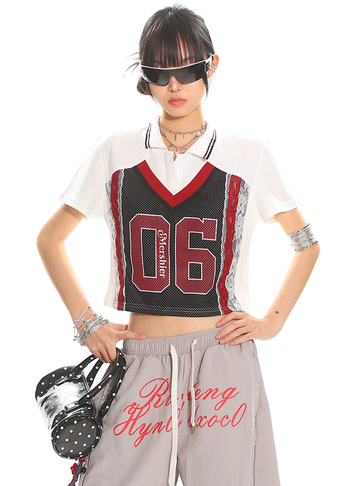 【25s Apr.】Vintage Lace POLO Collar Sports T-Shirt