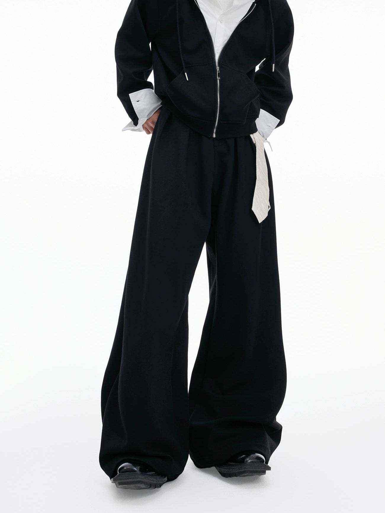 【25s Aug.】Fake Two-piece Shirt Stitching Hooded Sweatshirt/Pants