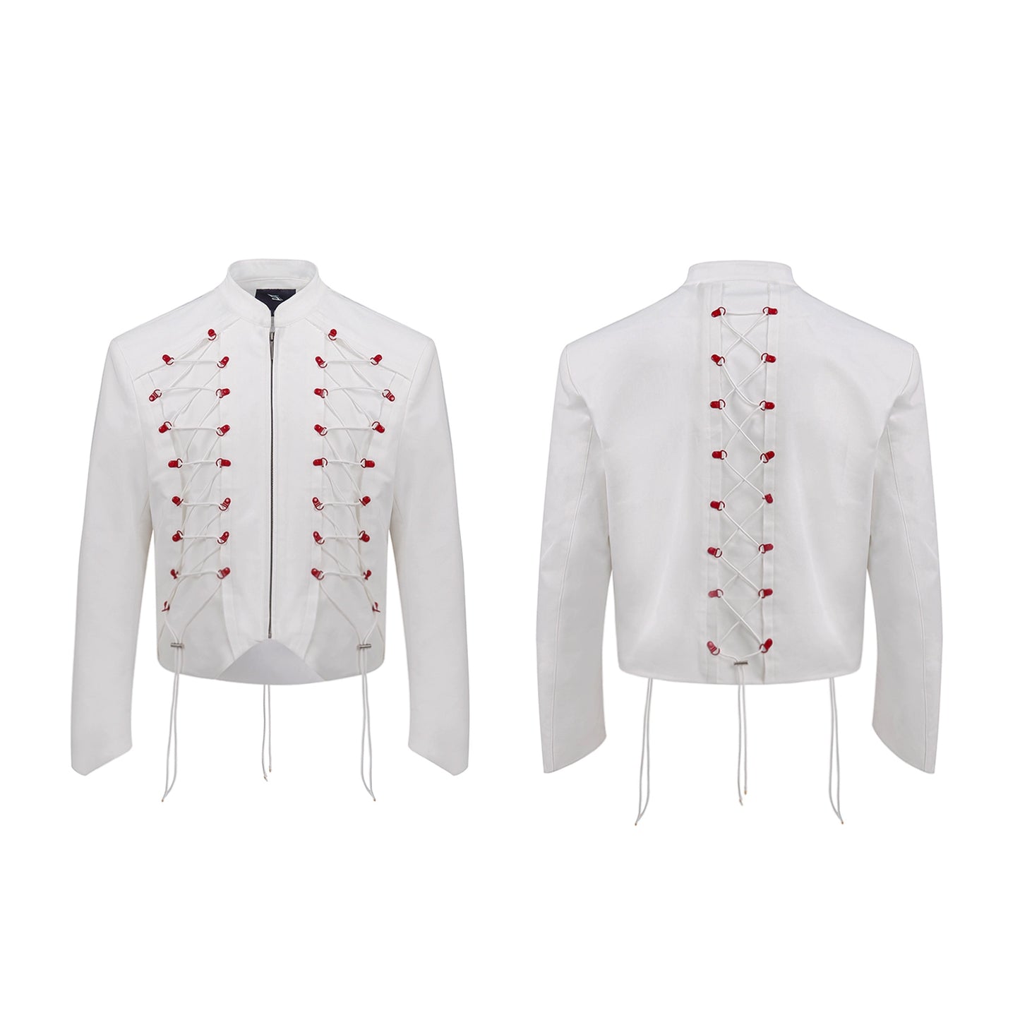 【25s Aug.】Metal Buckle Drawstring Stand Collar Short Jacket