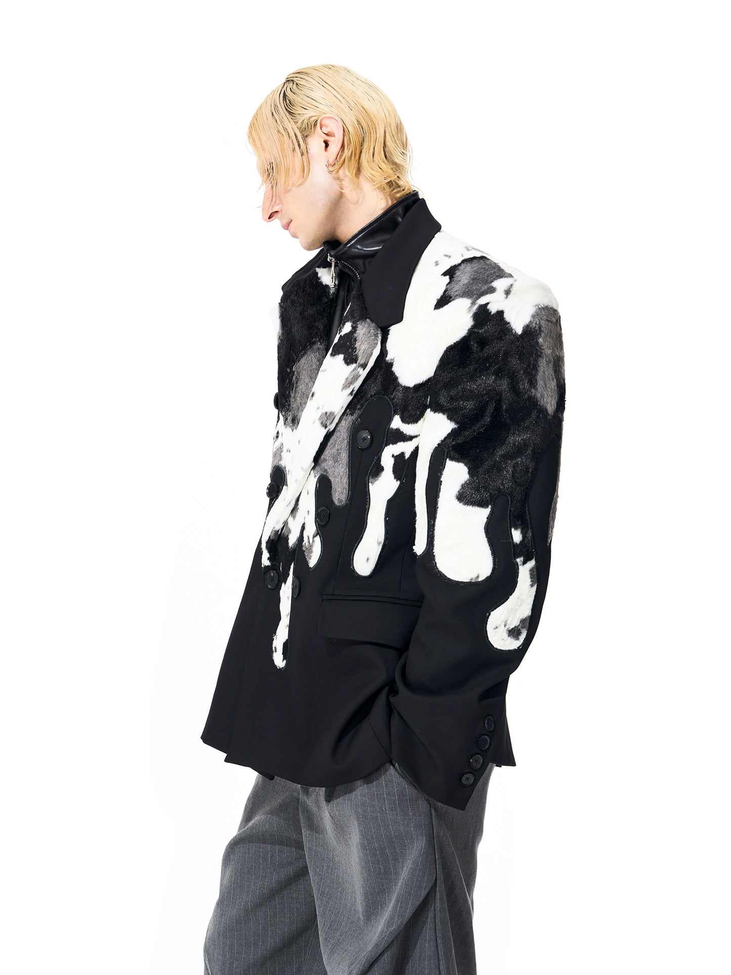 Cow-print Fur Blazer