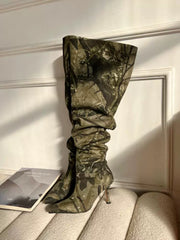 Dead Branches Camouflage Long High-heeled Boots