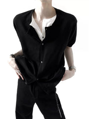 Clean Fit Layered Henley Knit Tee