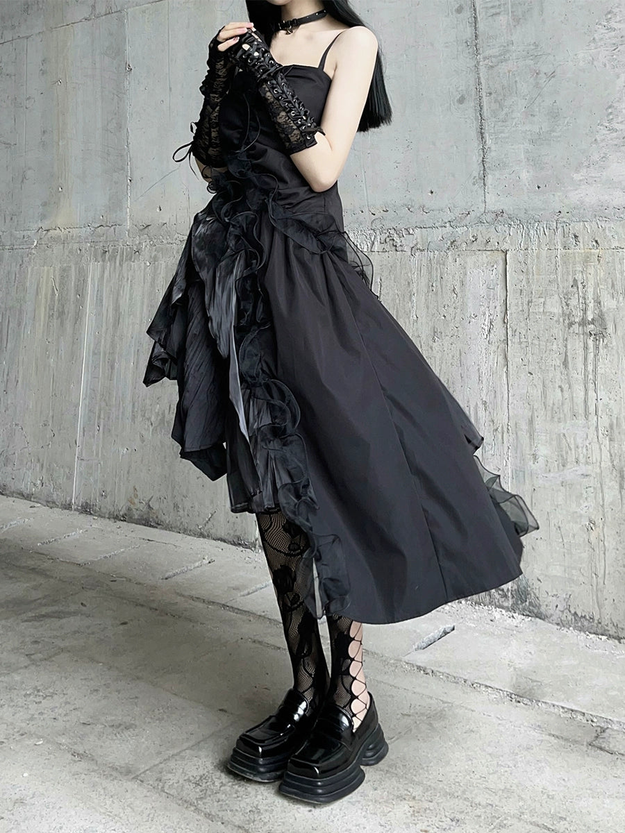 【25s Jul.】Irregular Suspender Lace Dress
