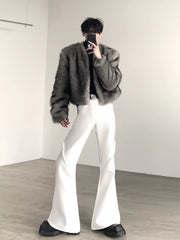 【25s Oct.】Stylish Grey Faux Fox Fur Jacket