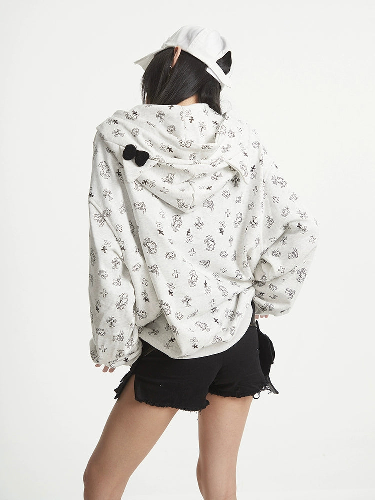 【25s Aug.】Vintage Cat Ear Zip-Up Hoodie Jacket