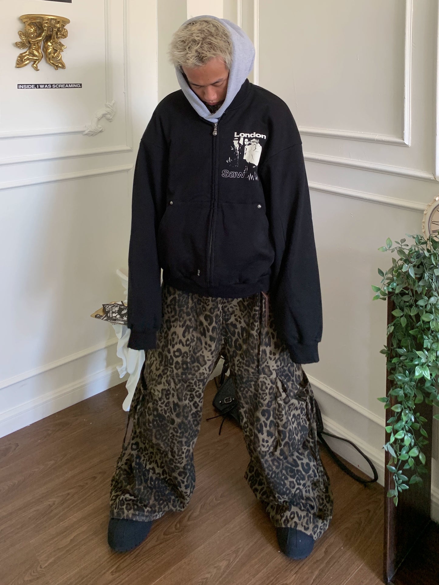 【25s May.】Loose Leopard Print Cargo Pants with Large Pockets