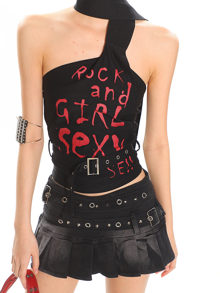 【25s Apr.】High Street Halter Neck Ribbon Slim Vest