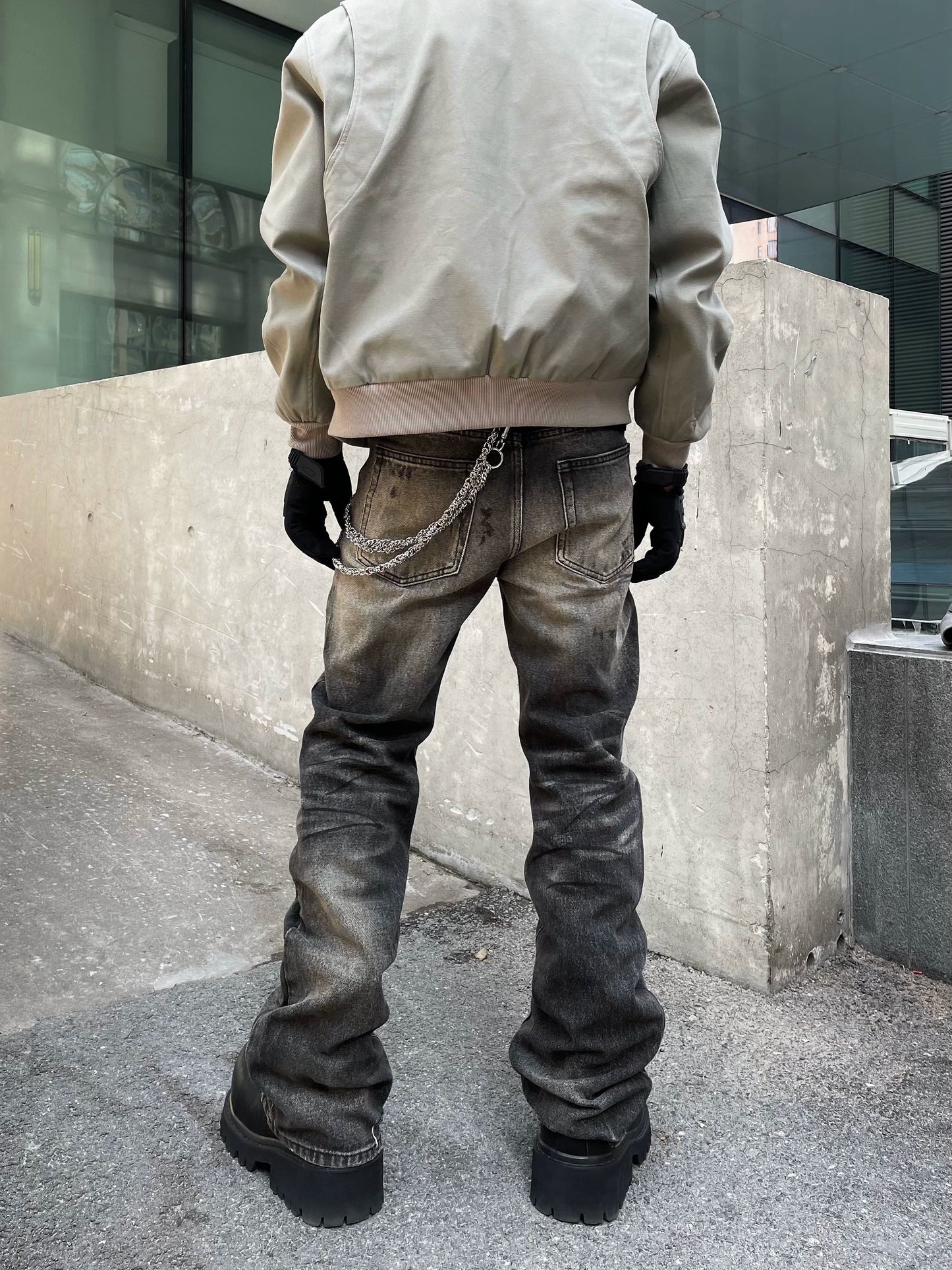 【25s May.】Street Style Distressed Straight-Leg Jeans