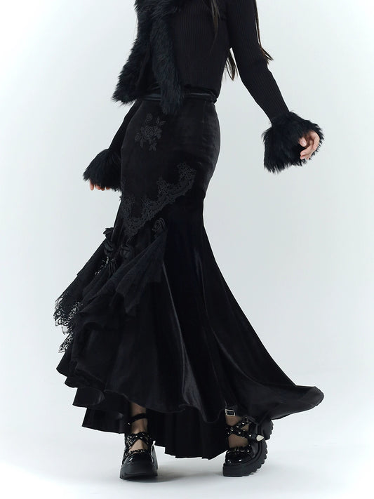 【25s Jul.】Gothic Velvet Fishtail Skirt