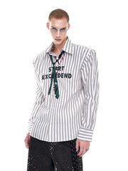 【25s Sep.】Vertical Striped Tie Print Shirt