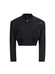 【25s Sep.】Deconstructed Paneled Suede Shoulder Pad Jacket