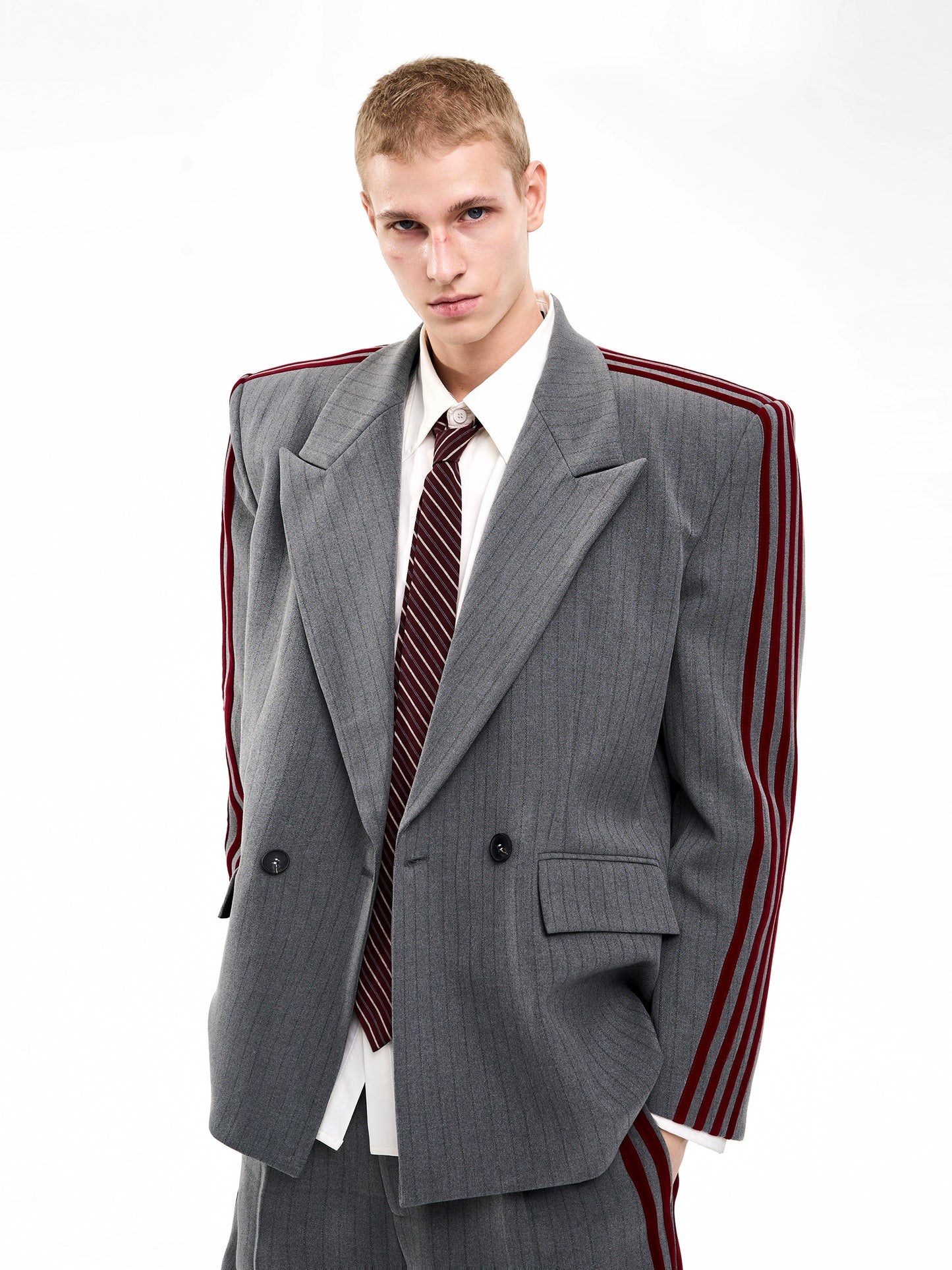 Vertical Striped Double-breasted Elegant Suit