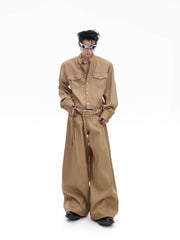 【25s Aug.】Pearl Embellishment Elegant Collarless Loose Denim Jacket / Jeans