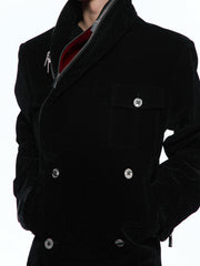 Custom Suede Crocodile Texture Slim Asymmetric Zip Jacket