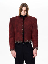 【26s Feb.】Paint-Splatter Faux Suede Cropped Jacket