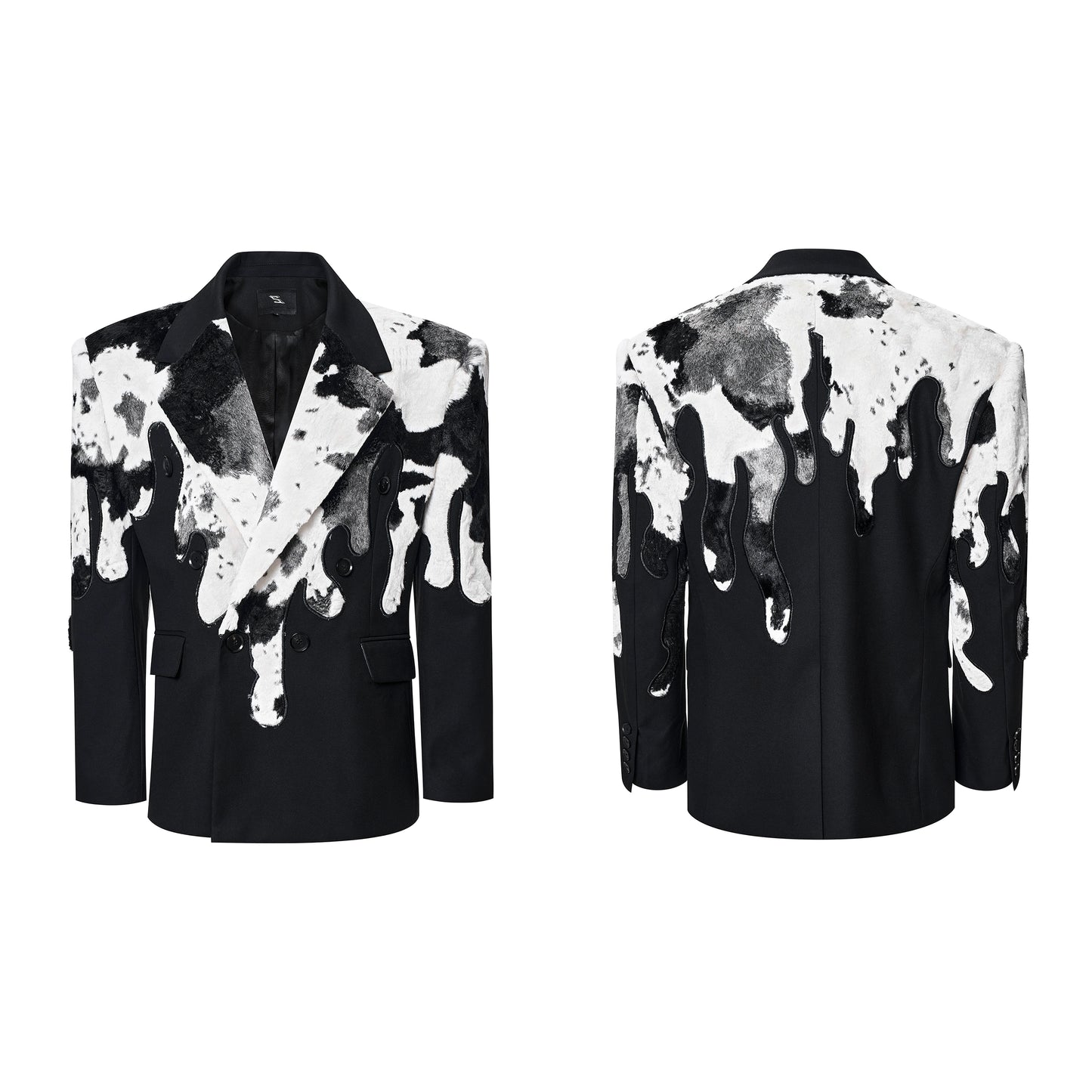Cow-print Fur Blazer
