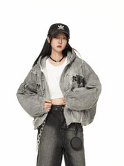 【25s Jul.】Mottled Distressed Striped Cotton Coat