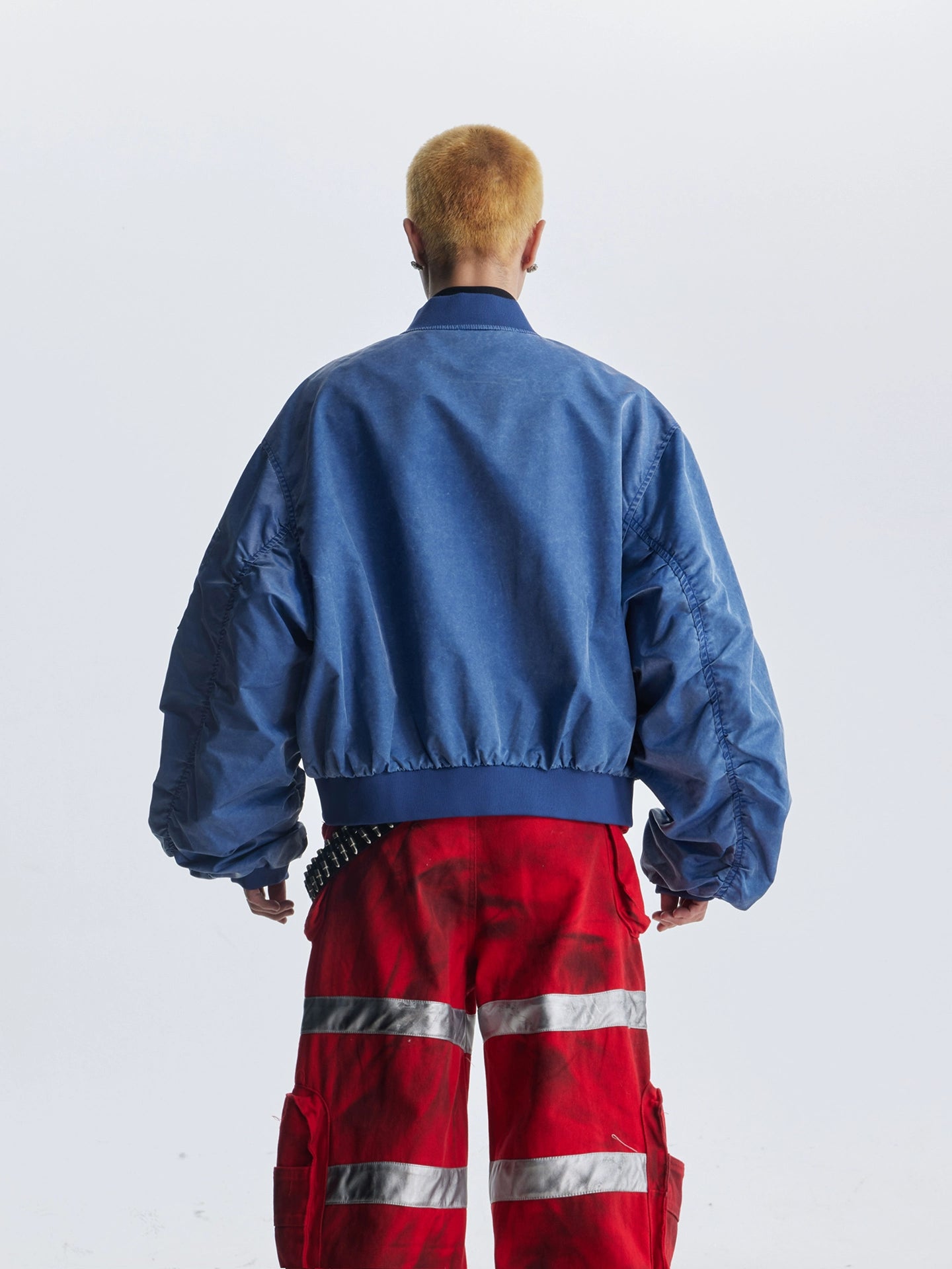 【25s Aug.】Distressed Washed Loose Bomber Jacket