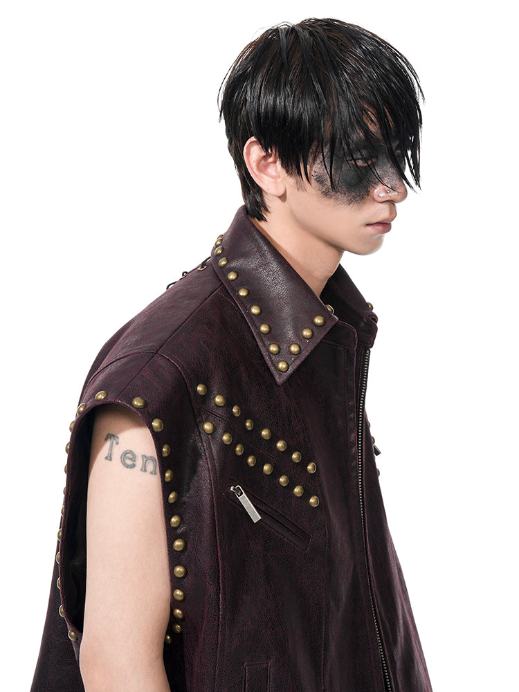 【25s Apr.】Studded Moto Punk Leather Vest