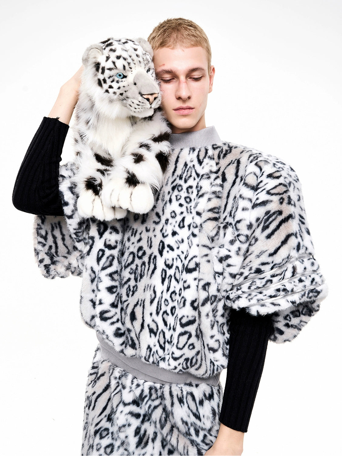 【25s Oct.】Short Furry Leopard Print Faux Fur Coat/Pants