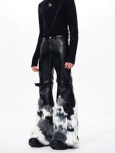 【26s Feb.】Fur-Panel Deconstructed Slight Flare Leather Pants