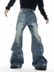 【26s Feb.】Vintage Cracked Texture Washed Straight-Leg Denim Pants