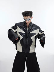 【24s February.】Embossed Color Block Leather Jacket ArtsKoreanMan