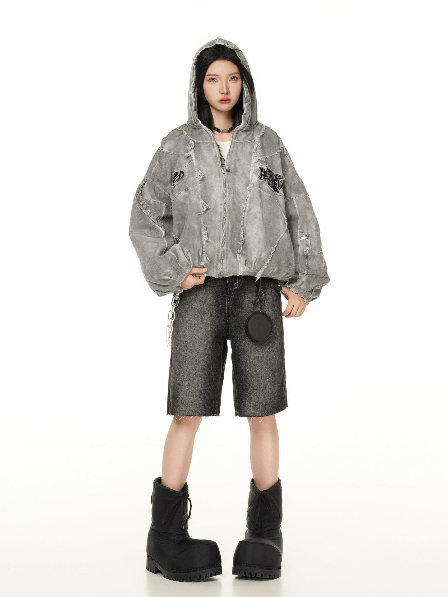 【25s Jul.】Mottled Distressed Striped Cotton Coat