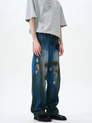 【25s Aug.】Distressed Straight-Leg Jeans