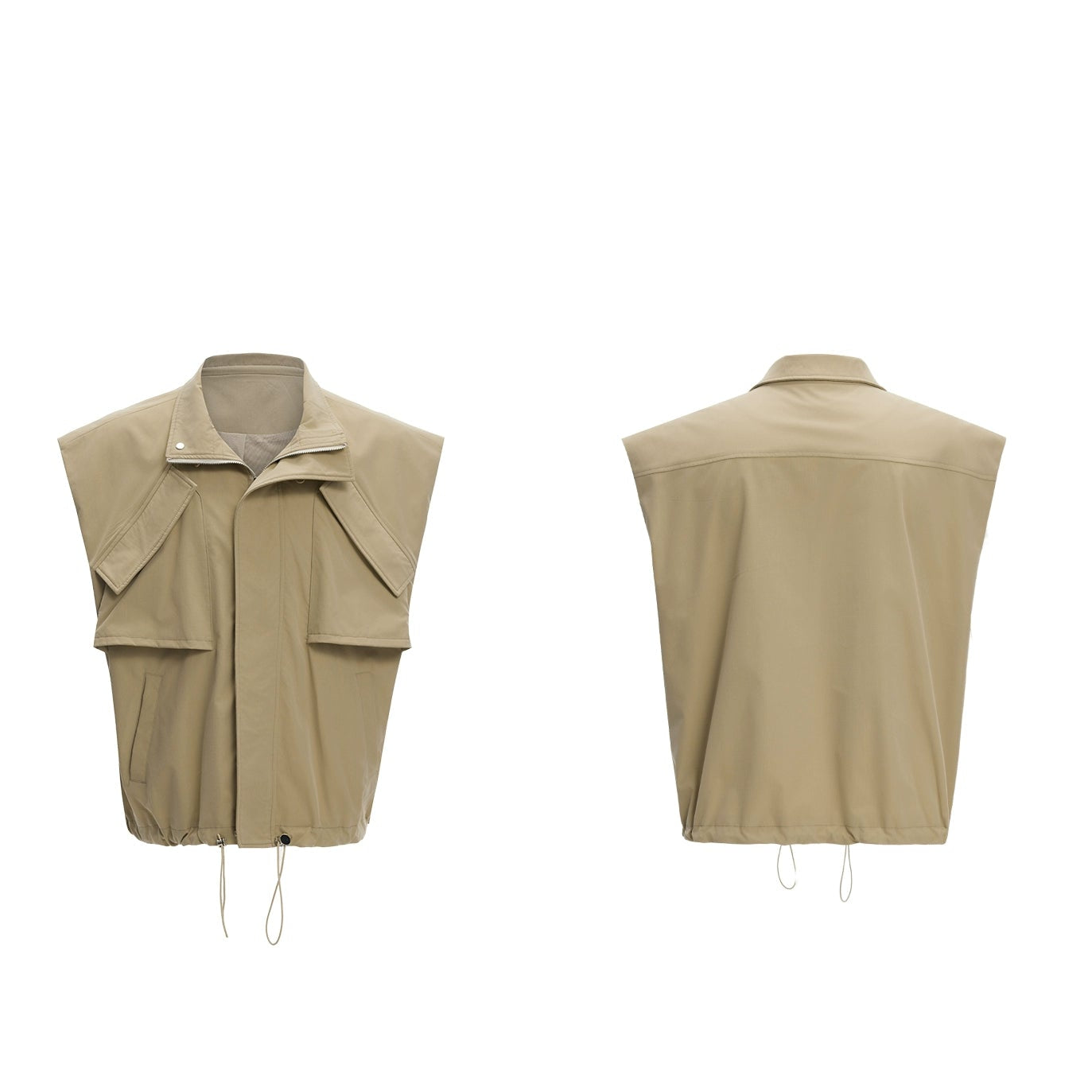 【25s May.】Loose Irregular Drawstring Vest / Multi-Pocket Overalls