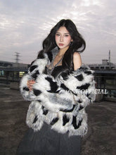 American-style Sexy Light Luxury Patchwork Fur Coat